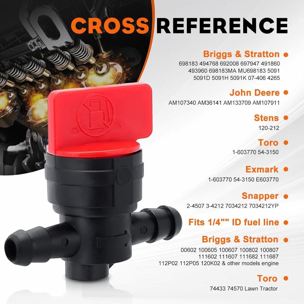 Hipa 494768 698183 Fuel Shut Off Valve for Kawasaki Engine FR691V John Deere D100 D105 D110 D120 D125 D130 D140 D150 D155 D160 D170 Lawn Tractor - Image 3