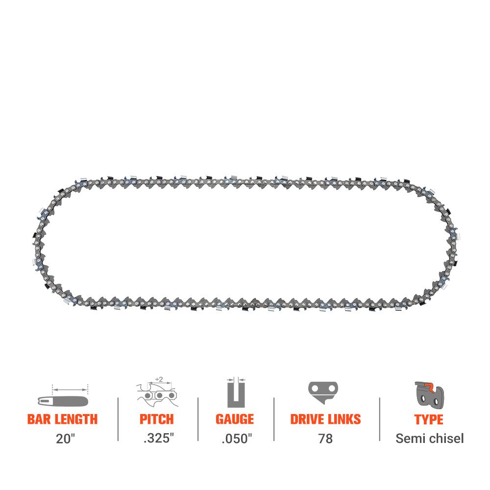 Hipa 20 Inch Ripping Chain .325 .050 78 DL For Homelite 42cc/46cc UT10520 45cc UT10518 UT10550 Cub Cadet Dolmar Chainsaw - Image 6