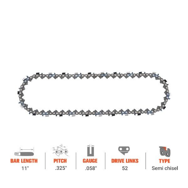 Hipa 11 Inch Saw Chain .325 .058 52DL For Dolmar PS540 110 109 112 115 RedMax G5000AVS G450AVS G3800AVS Husqvarna Jonsered Chainsaw - Image 2