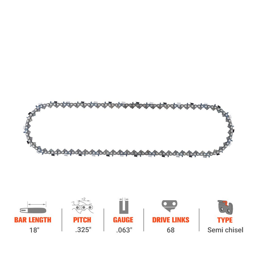 Hipa Standard Semi Chisel Chain .325" .063" 68 DL 18 Inch For For Stihl MS250 MS251C MS230 MS231 MS 251 MS361 MS391 Chainsaw - Image 2