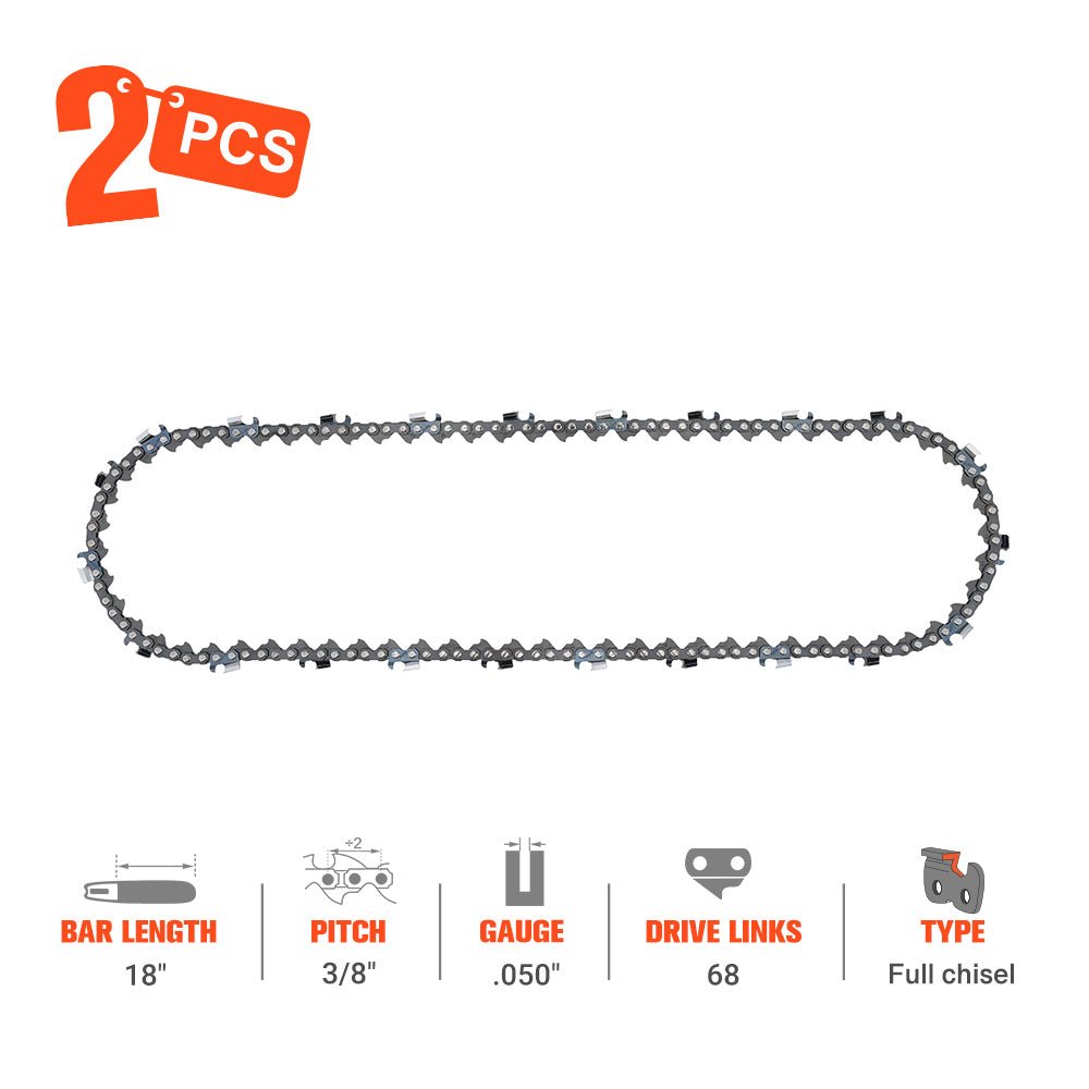 Hipa 18 Inch Chain 3/8 .050 68 DL Full Chisel For Husqvarna 455 455E 460 465 55 51 Rancher 285 359 357XP 357XPG 262XP 357XP Chainsaw - Image 2